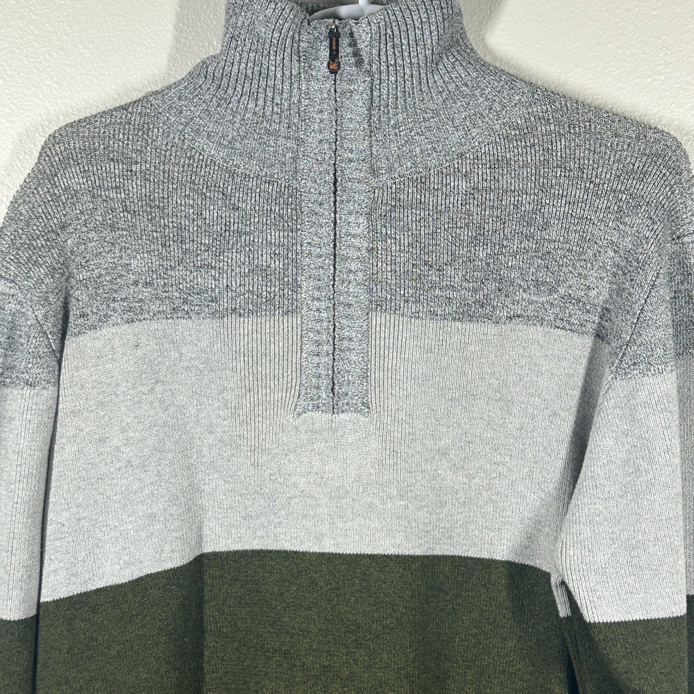 Pronti Collection By Mita Mens 4XL Colorblock Quarter Zip Sweater Green Grey